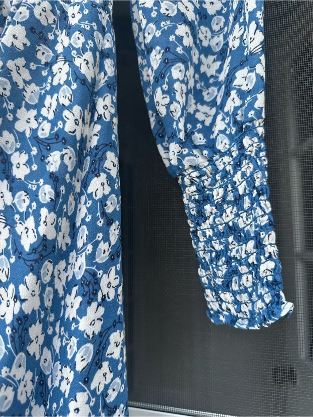 Reformation Rowan Dress in Raquel Blue Floral Square-Neck Long-Sleeve Midi - Picture 8 of 10